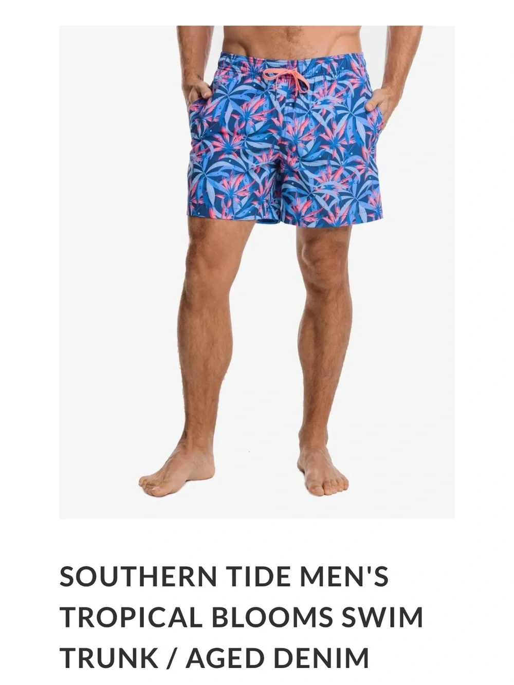 Southern tide mens tropical blooms printed swim shorts